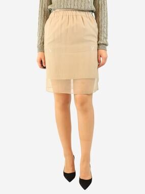 NWT Brunello Cucinelli Silk Organza Skirt Minimalist Beige Paillette Womens 10
